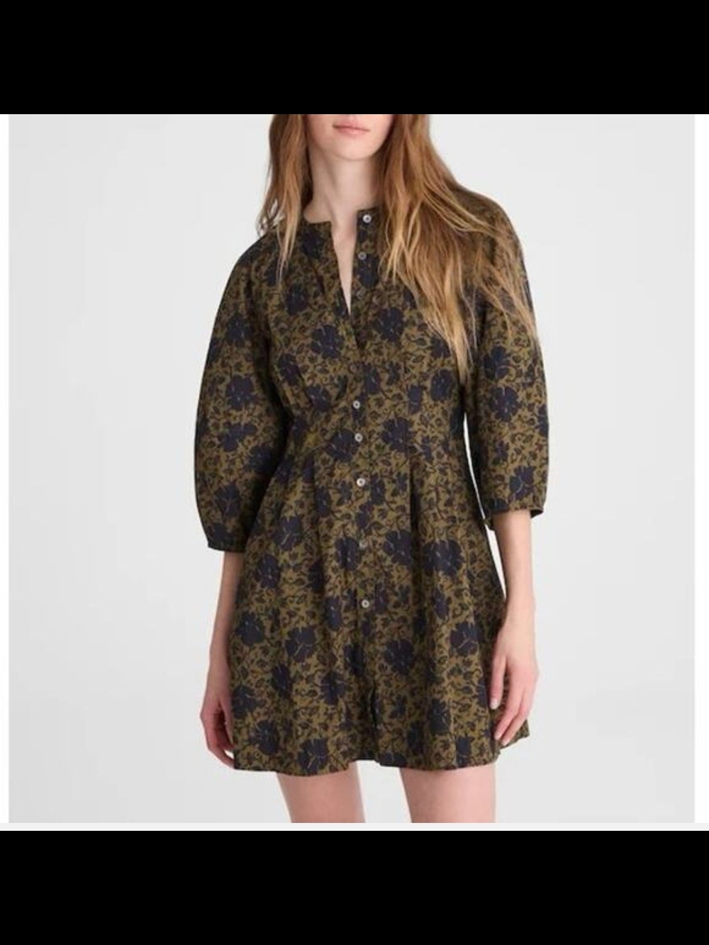 MADEWELL Sculptural Sleeve Pleated Button Down Mini Dress